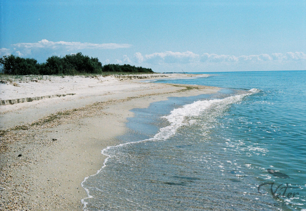 пляж на острове Джарылгач кемпинг